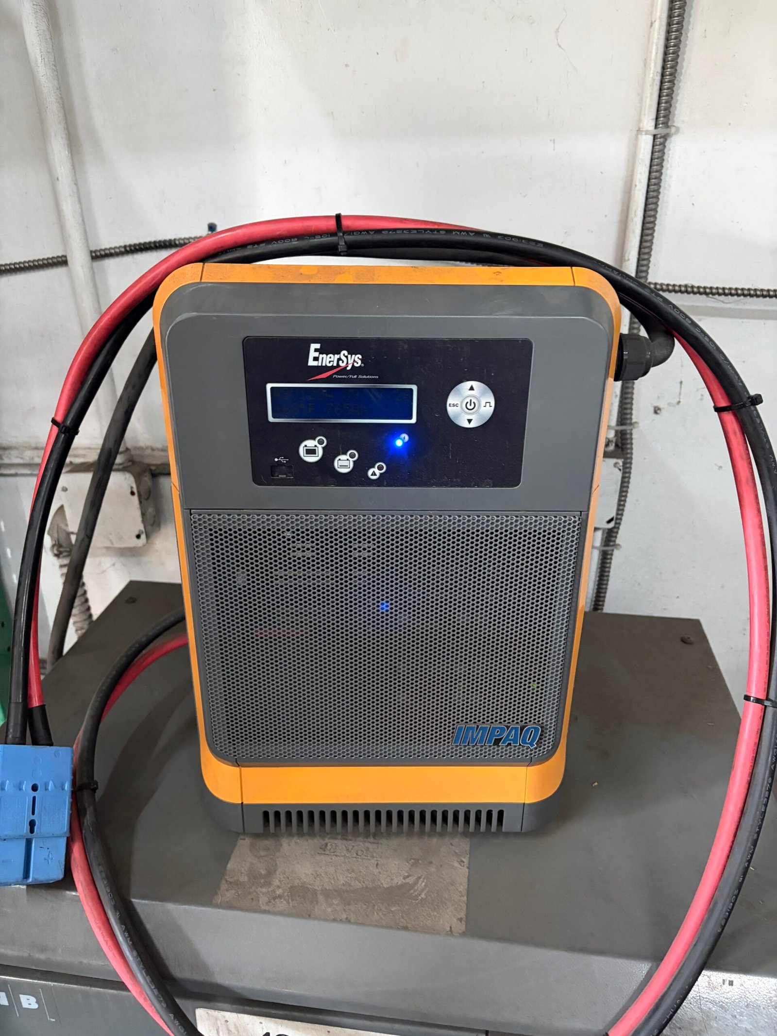 EnerSys IMPAQ industrial battery charger supplied with the Bendi forklift.